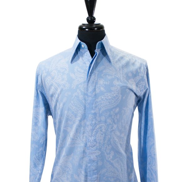 Robert Graham Blue Floral Paisley Embroidered Shirt - Picture 1 of 6